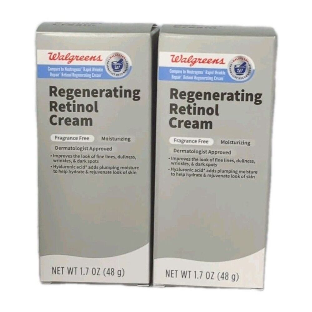 (2) Walgreens Regenerating Retinol Cream Fragrance Free Moisturizing 1.7 oz NEW